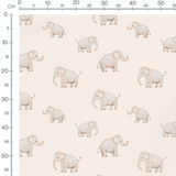 Tissu - Éléphants sur fond beige