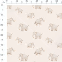 Tissu - Éléphants sur fond beige