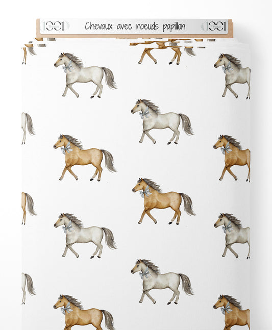 Tissu - Chevaux avec nœuds papillon
