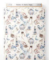 Tissu - Baleines et phares beiges