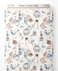 Tissu - Baleines et phares beiges
