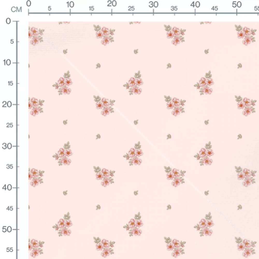 Tissu - Fleurs roses sur fond rose 3