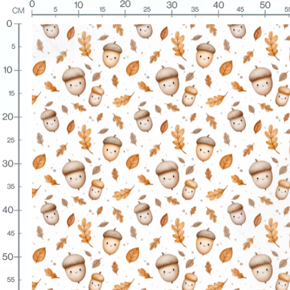 Tissu - Glands souriants et feuilles
