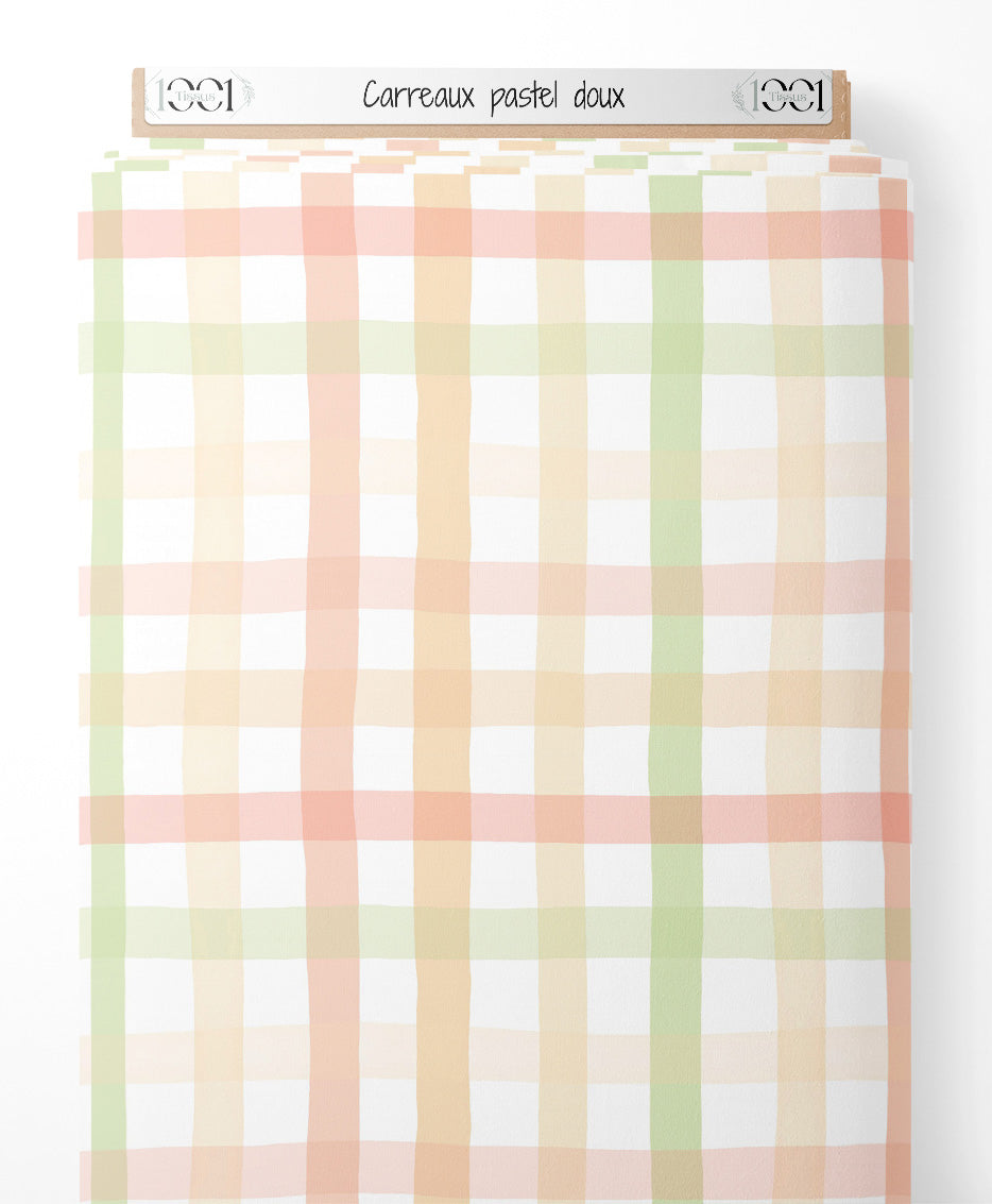 Tissu - Carreaux pastel doux