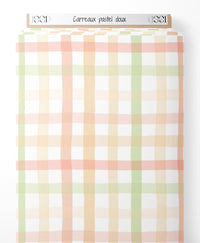 Tissu - Carreaux pastel doux