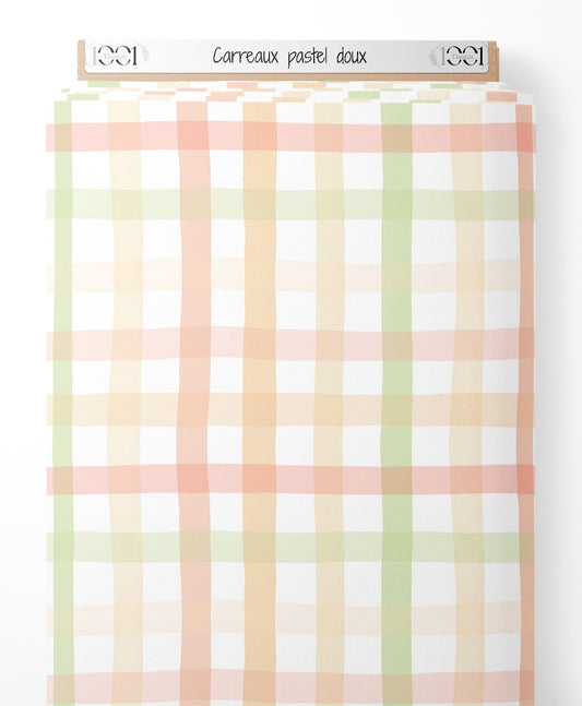 Tissu - Carreaux pastel doux