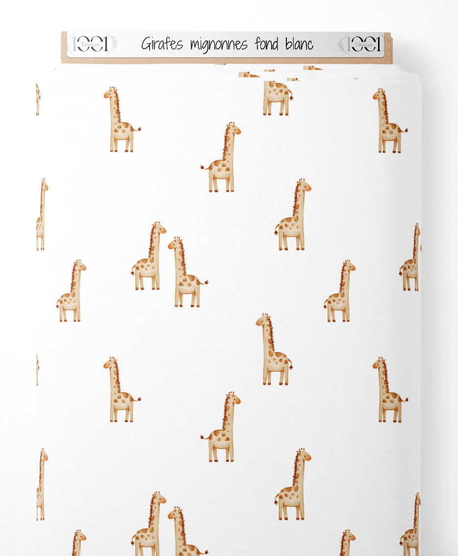 Tissu - Girafes mignonnes sur fond blanc