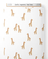 Tissu - Girafes mignonnes sur fond blanc