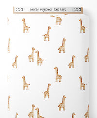 Tissu - Girafes mignonnes sur fond blanc