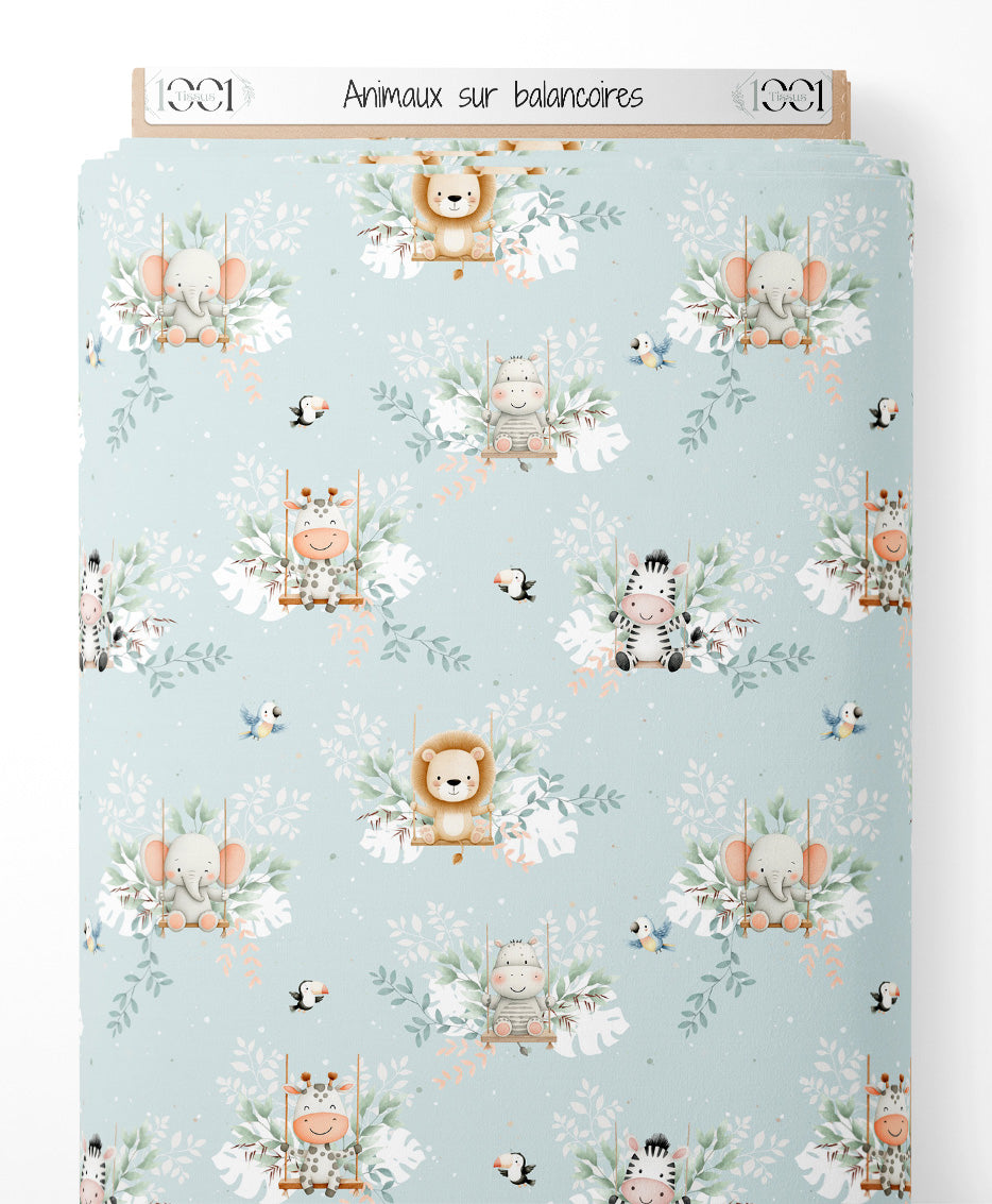 Tissu - Animaux sur balançoires