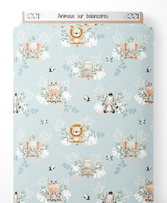 Tissu - Animaux sur balançoires