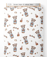 Tissu - Oursons bruns et cadeaux blancs