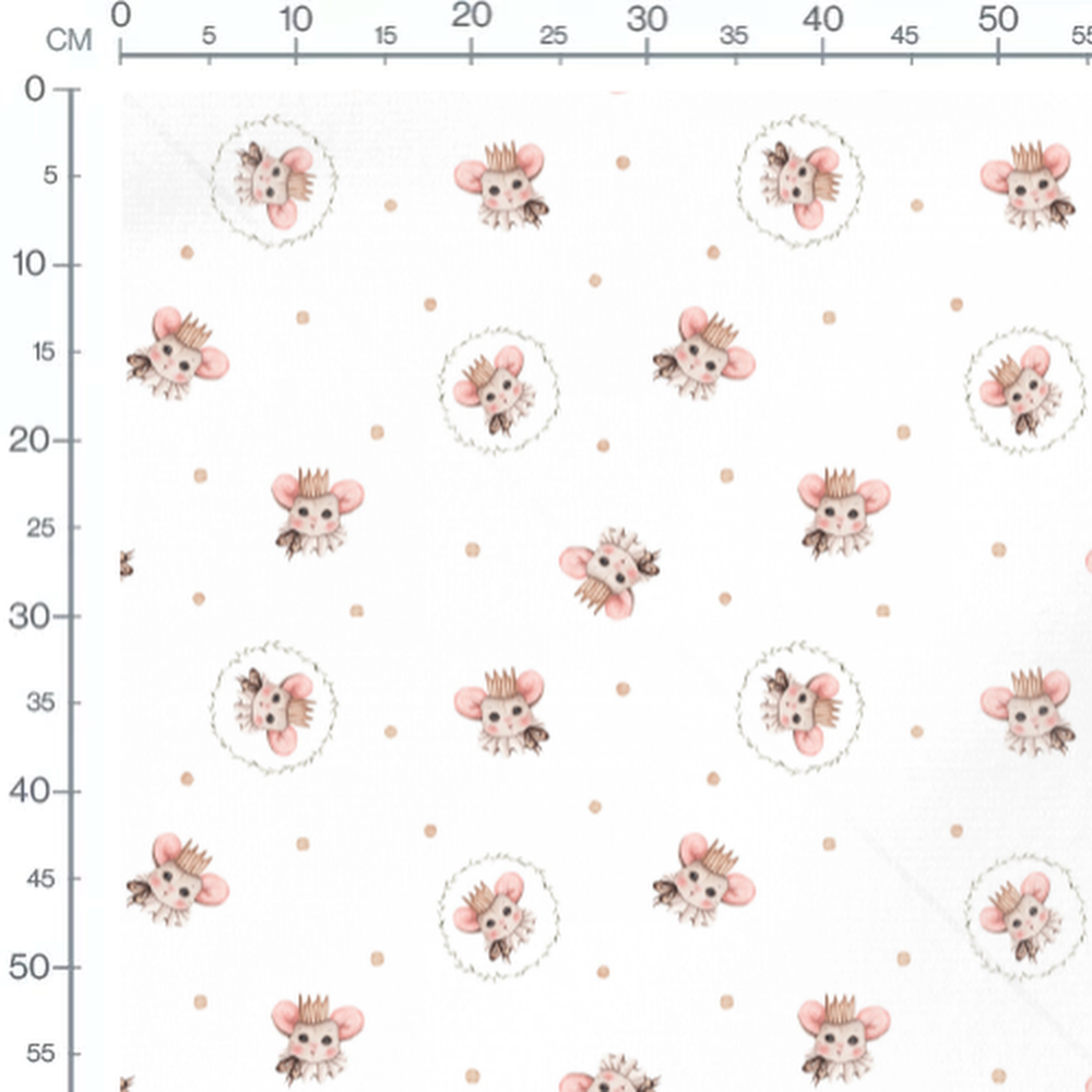 Tissu - Souris couronnées mignonnes