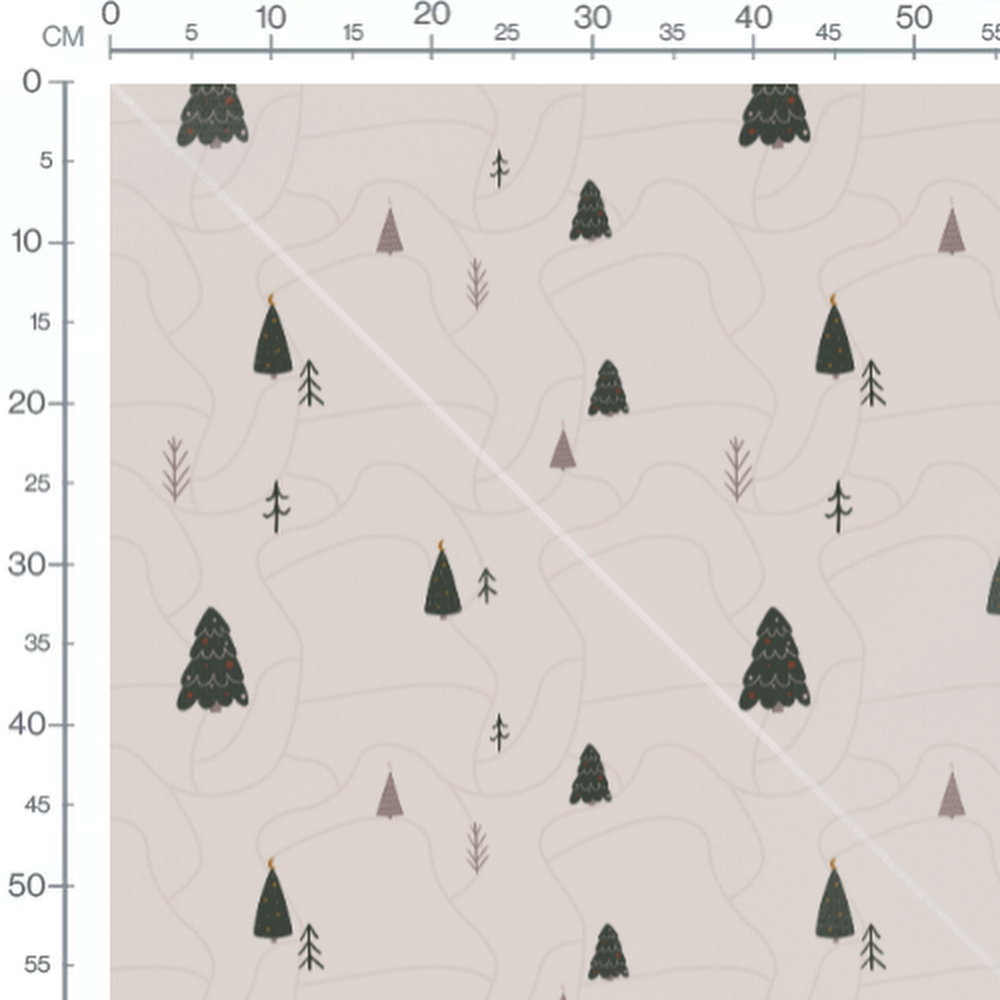 Tissu - Petits sapins sur fond beige