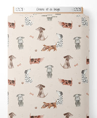 Tissu - Chiens et os beige