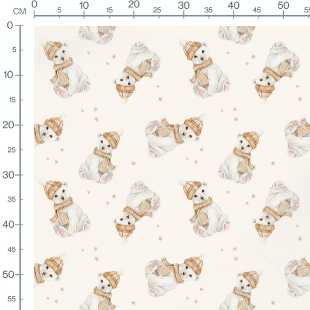 Tissu - Ours polaires sur fond beige