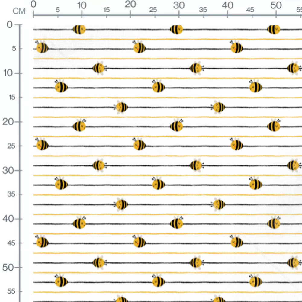 Tissu - Abeilles et rayures noires