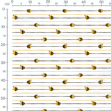 Tissu - Abeilles et rayures noires