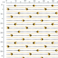 Tissu - Abeilles et rayures noires