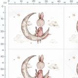 Tissu - Lapin beige sur croissant doré