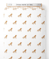 Tissu - Chevaux marron sur blanc