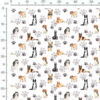 Tissu - Chiens et empreintes grises