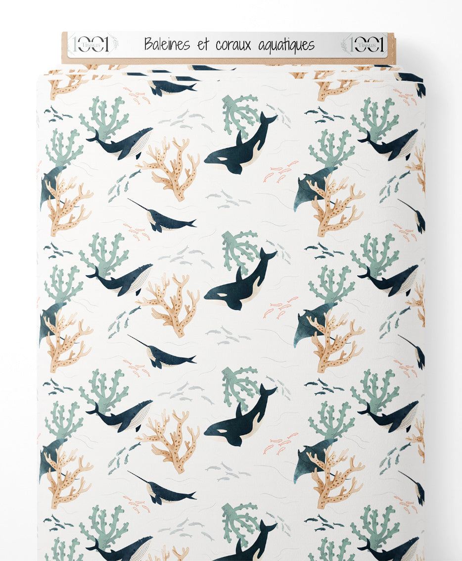 Tissu - Baleines et coraux aquatiques