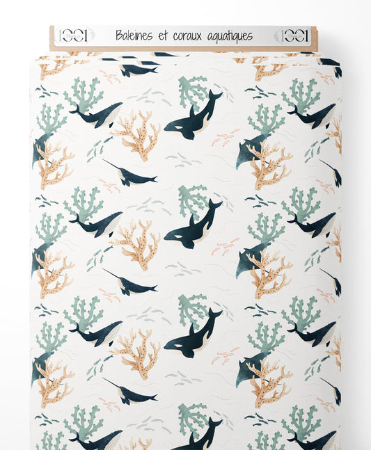 Tissu - Baleines et coraux aquatiques