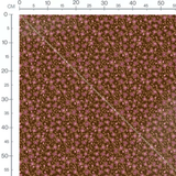 Tissu - Fleurs roses sur marron clair