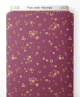 Tissu - Fleurs pastel sur fond prune