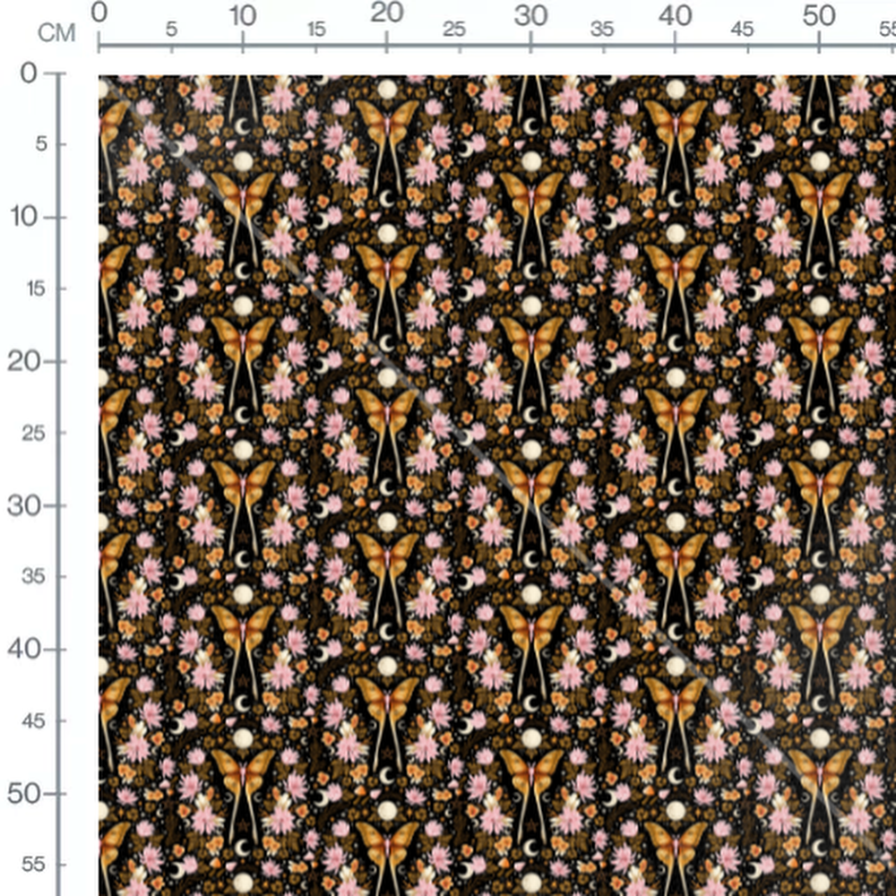 Tissu - Papillons et fleurs nocturnes