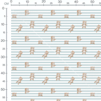Tissu - Oursons beiges sur rayures claires
