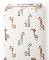 Tissu - Girafes stylisées sur crème