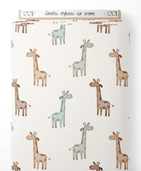 Tissu - Girafes stylisées sur crème