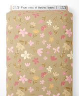 Tissu - Fleurs roses et blanches légères 2