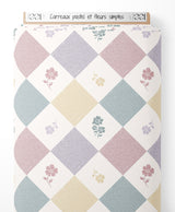 Tissu - Carreaux pastel et fleurs simples