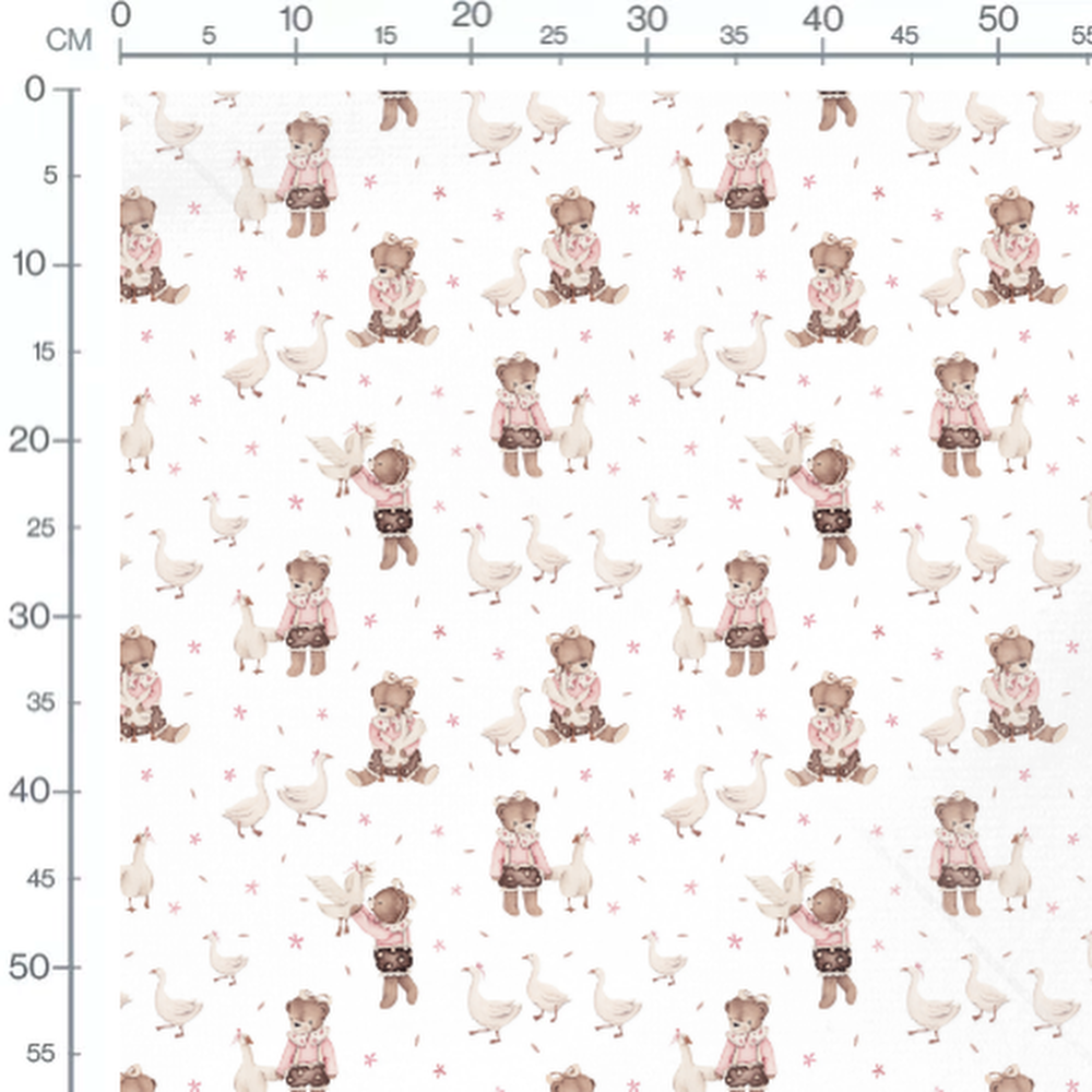 Tissu - Oursons et oies aquarelle