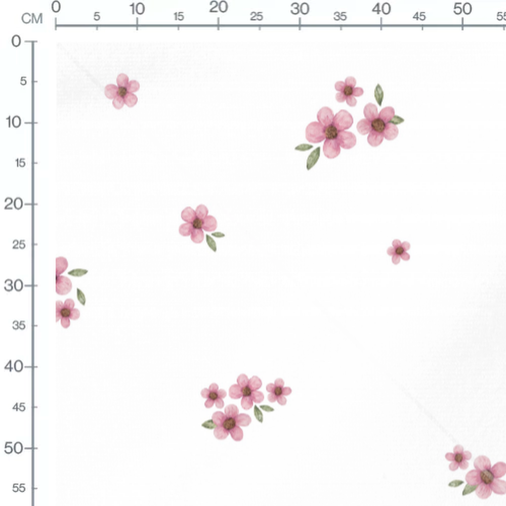 Tissu - Fleurs roses et feuilles vertes 8