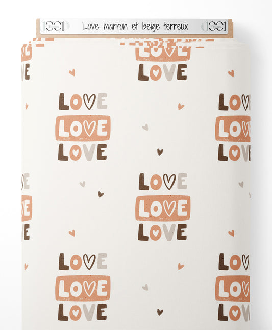 Tissu - Love marron et beige terreux