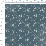 Tissu - Roses blanches sur fond bleu