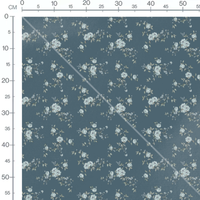 Tissu - Roses blanches sur fond bleu