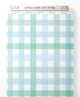 Tissu - Carreaux pastel verts et bleus