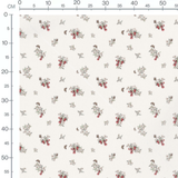 Tissu - Cerises et fleurs sur crème 2