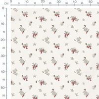 Tissu - Cerises et fleurs sur crème 2