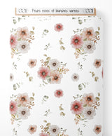 Tissu - Fleurs roses et blanches variées