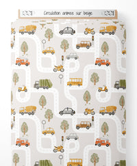 Tissu - Circulation animée sur beige