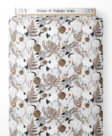 Tissu - Oiseaux et feuillages bruns