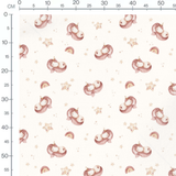 Tissu - Licornes roses et étoiles crème