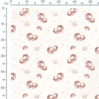 Tissu - Licornes roses et petits points