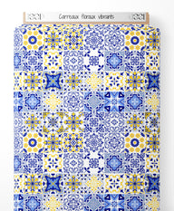 Tissu - Carreaux floraux vibrants